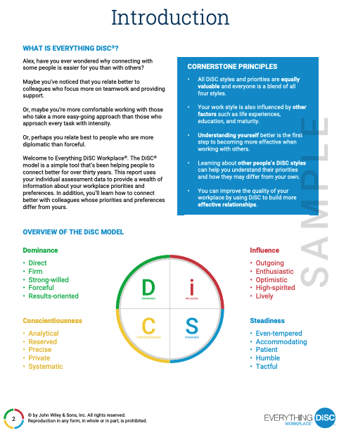 DiSC Profile Sample graphic with an introduction of DiSC. | How DiSC® Profiles Work