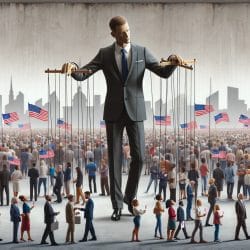 Politician controls people like puppets with strings