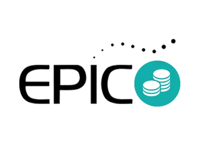 EPIC Credits logo with a stack of credits on a teal circle background