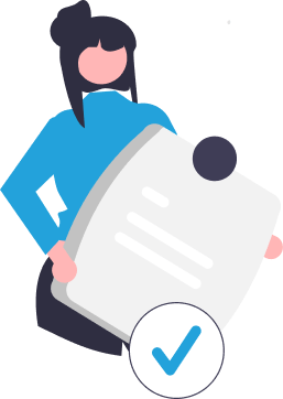 Everything DiSC illustration of a woman holding a note pad with a checkmark in front. Resource image for the website.